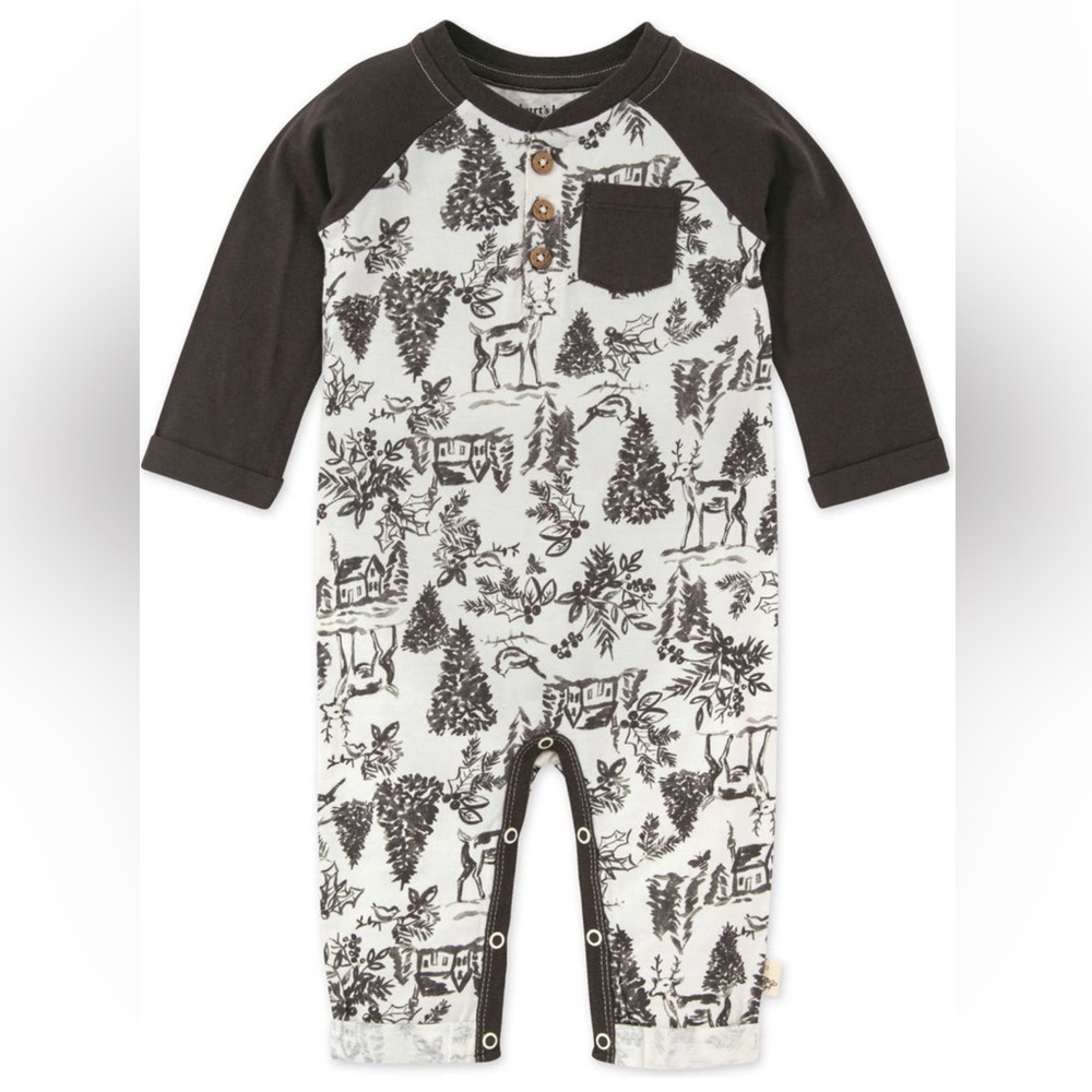 Burt’s Bees Woodland Print Henley Romper